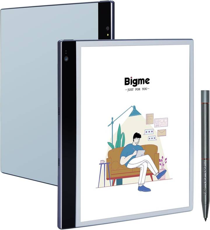 Bigme inkNote Color Lite de frente con su lápiz
