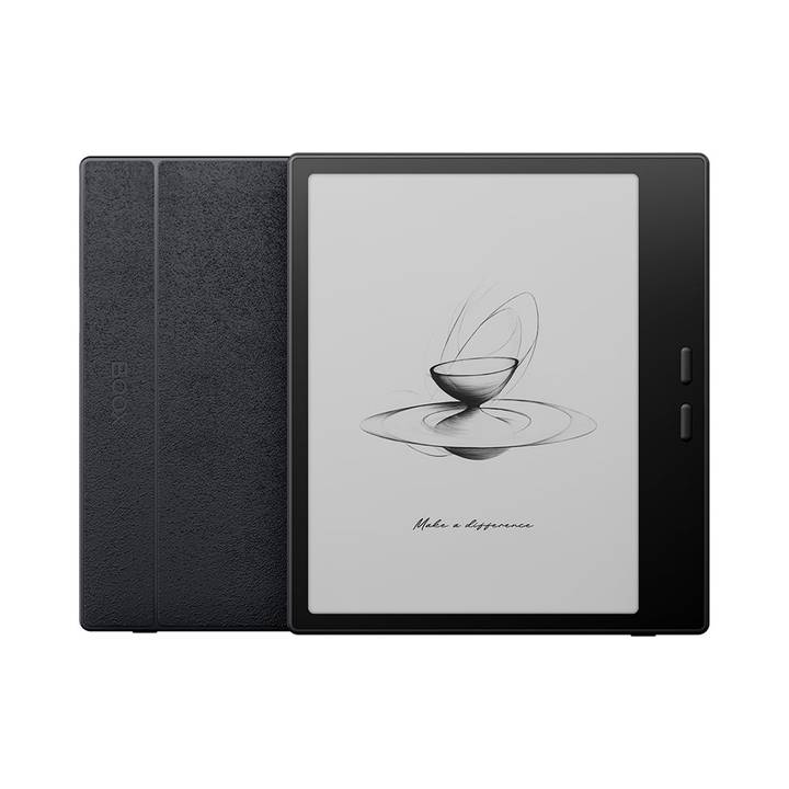 BOOX Go 7 en negro con la funda abierta