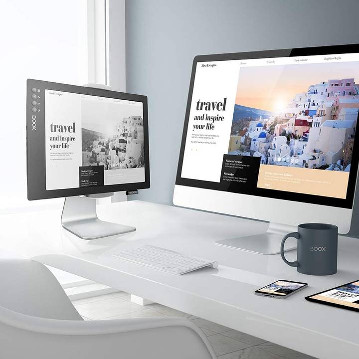 BOOX Max2 usado como monitor junto a un ordenador de sobremesa