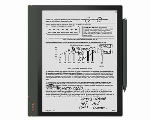 BOOX Note Air2 Plus con un documento anotado a mano