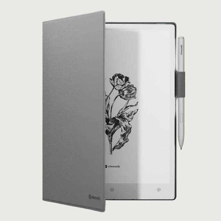 Viwoods AiPaper con la funda abierta y el lápiz